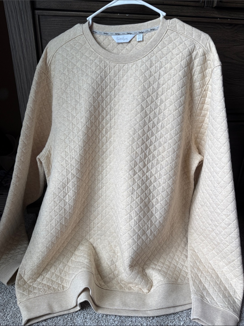 Walter Hagen Quilted Crewneck Sweatshirt in Cream